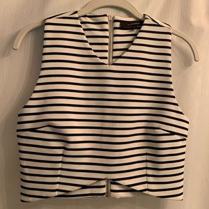 OLIVACEOUS Black & White Striped Crop